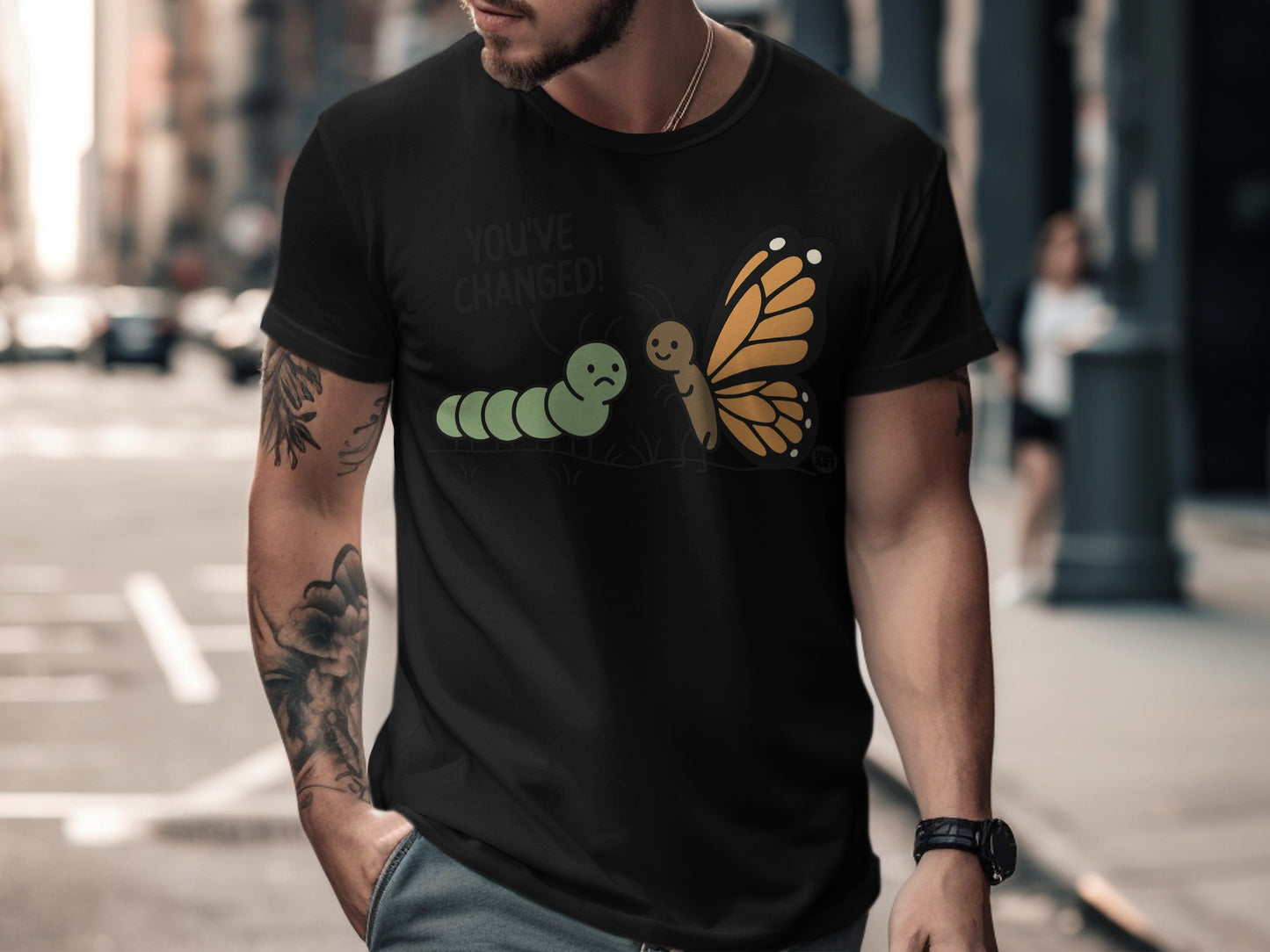 Sad Caterpillar and Happy Butterfly Graphic Shirt