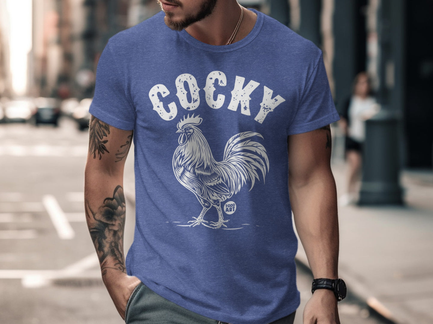 Bold Graphic Cocky Rooster Design T-shirt for Stylish Looks