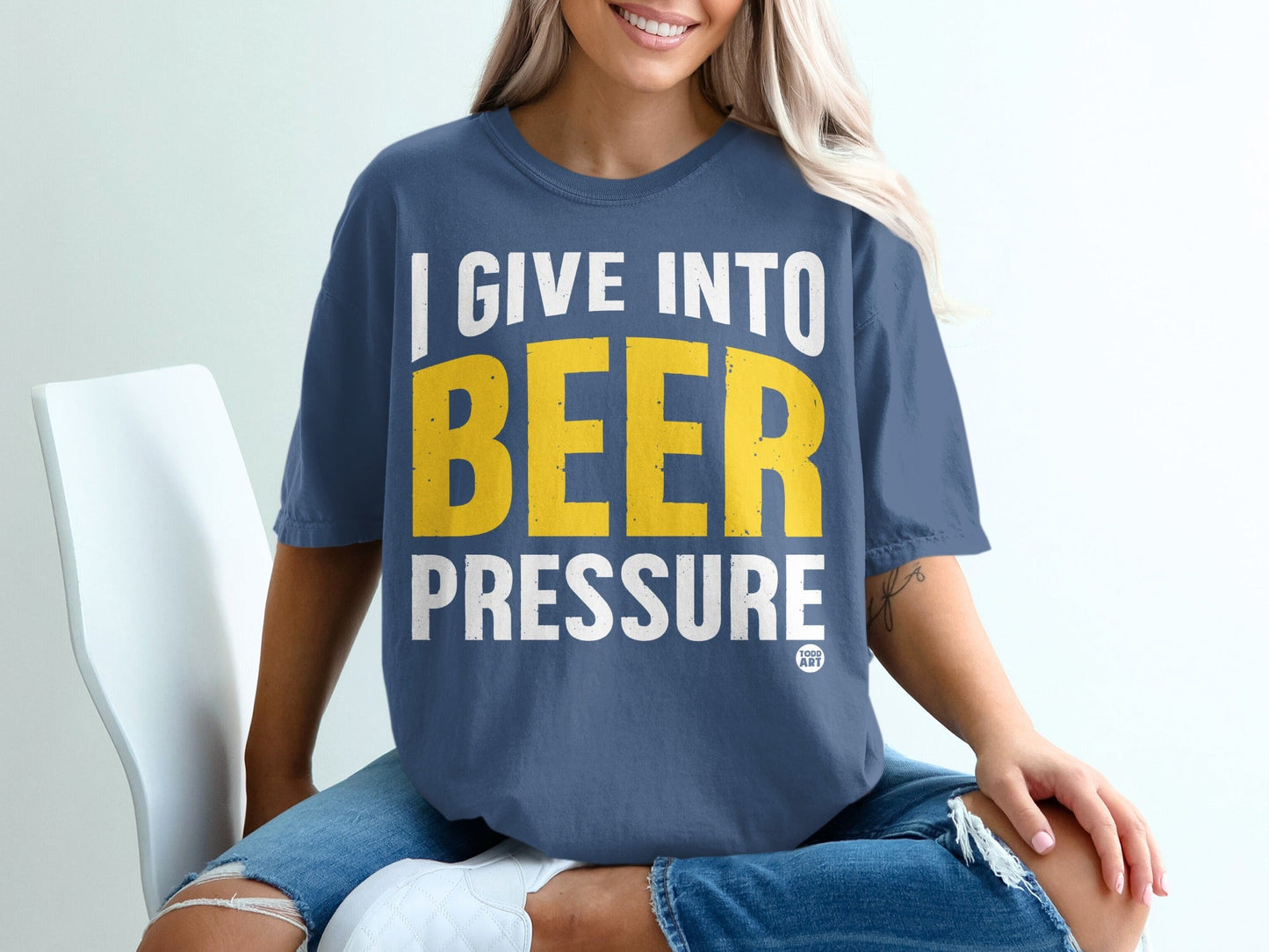 I Give Into Beer Pressure Funny Graphic T-Shirt