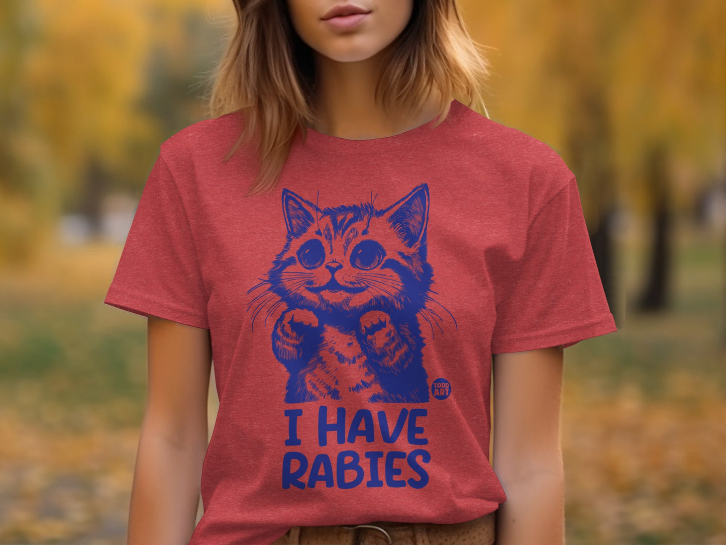 Funny Cat I Have Rabies Graphic T-Shirt for Cat Lovers