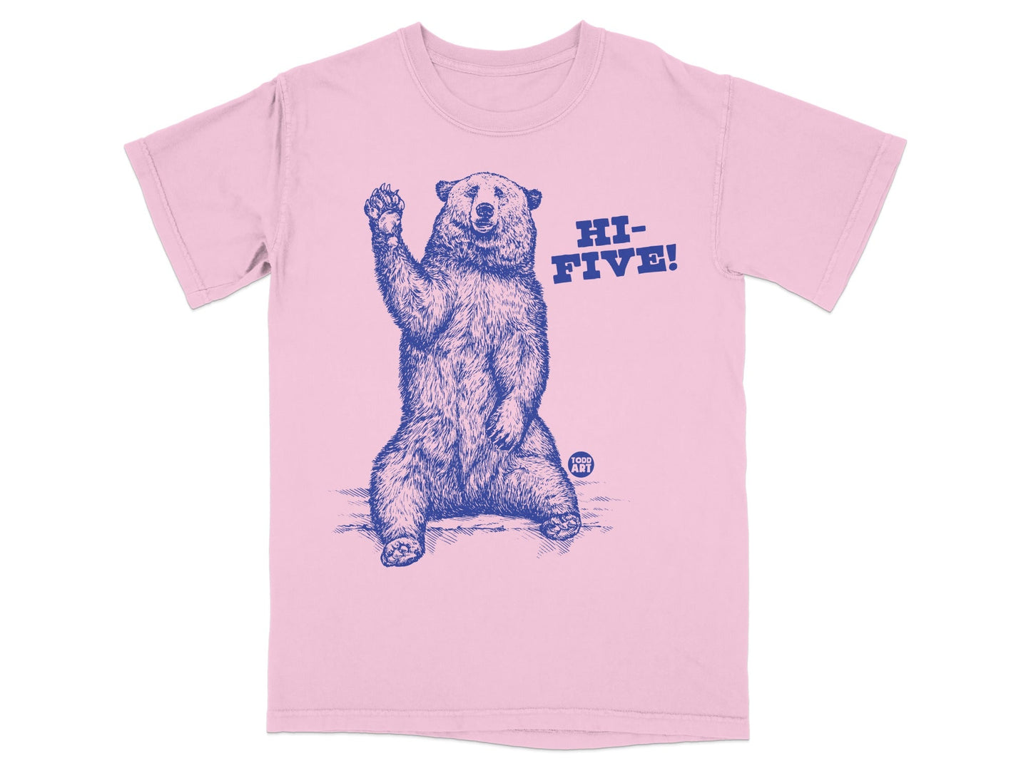 Hi-Five Bear Graphic Print T-Shirt for Fun Style