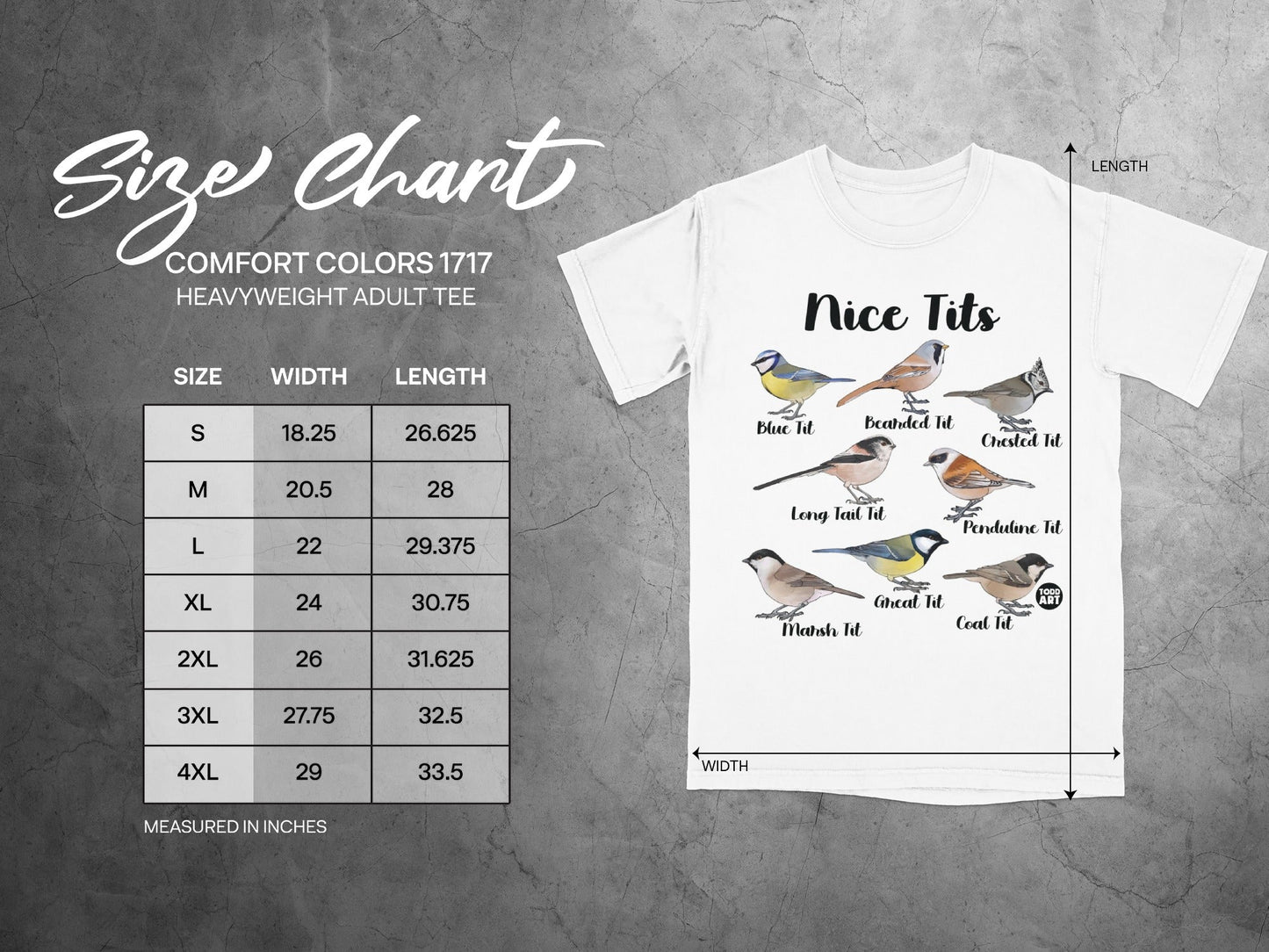 Bird Species Nice Tits Design Heavyweight Adult Tee