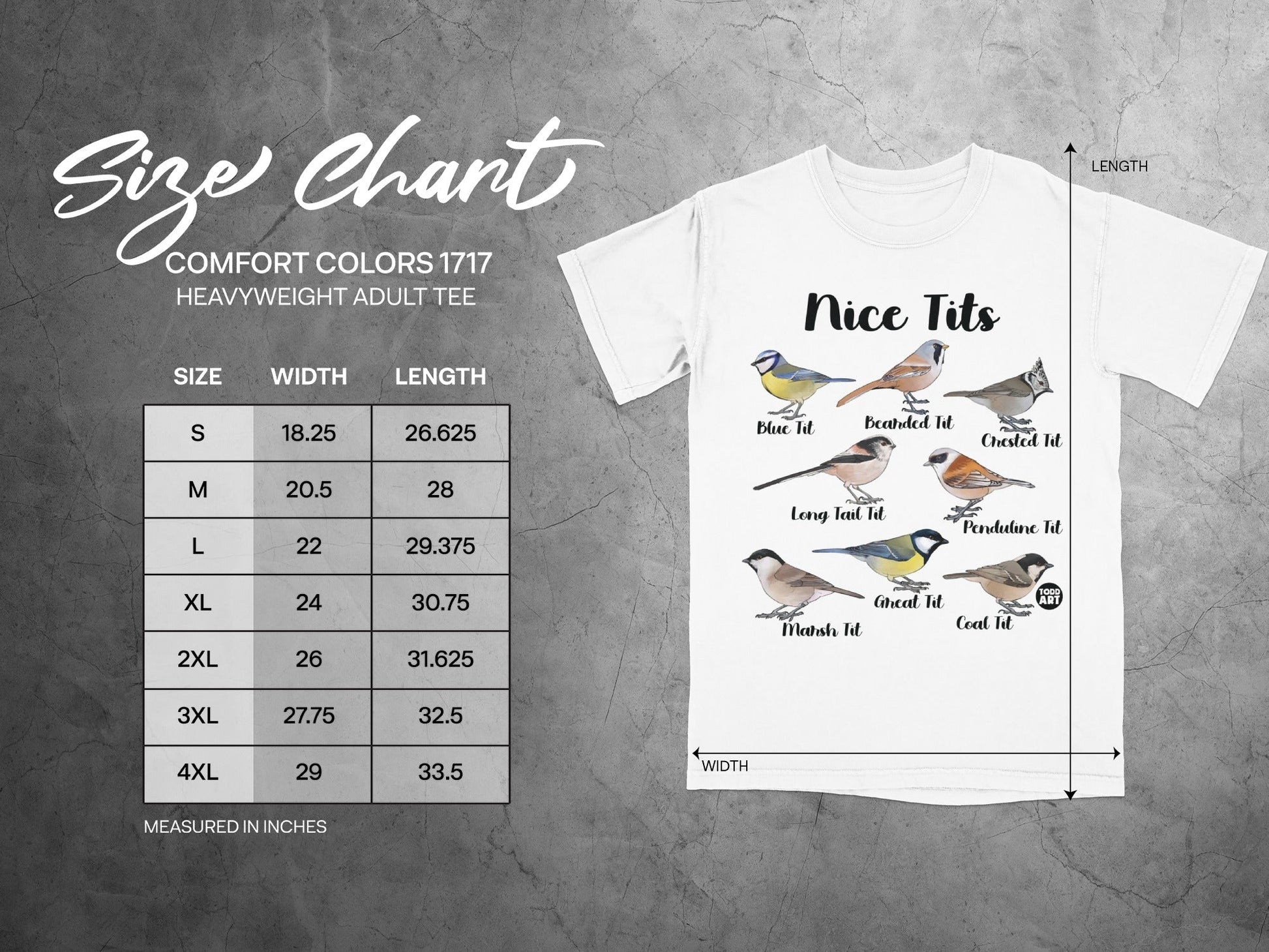 Bird Species Nice Tits Design Heavyweight Adult Tee