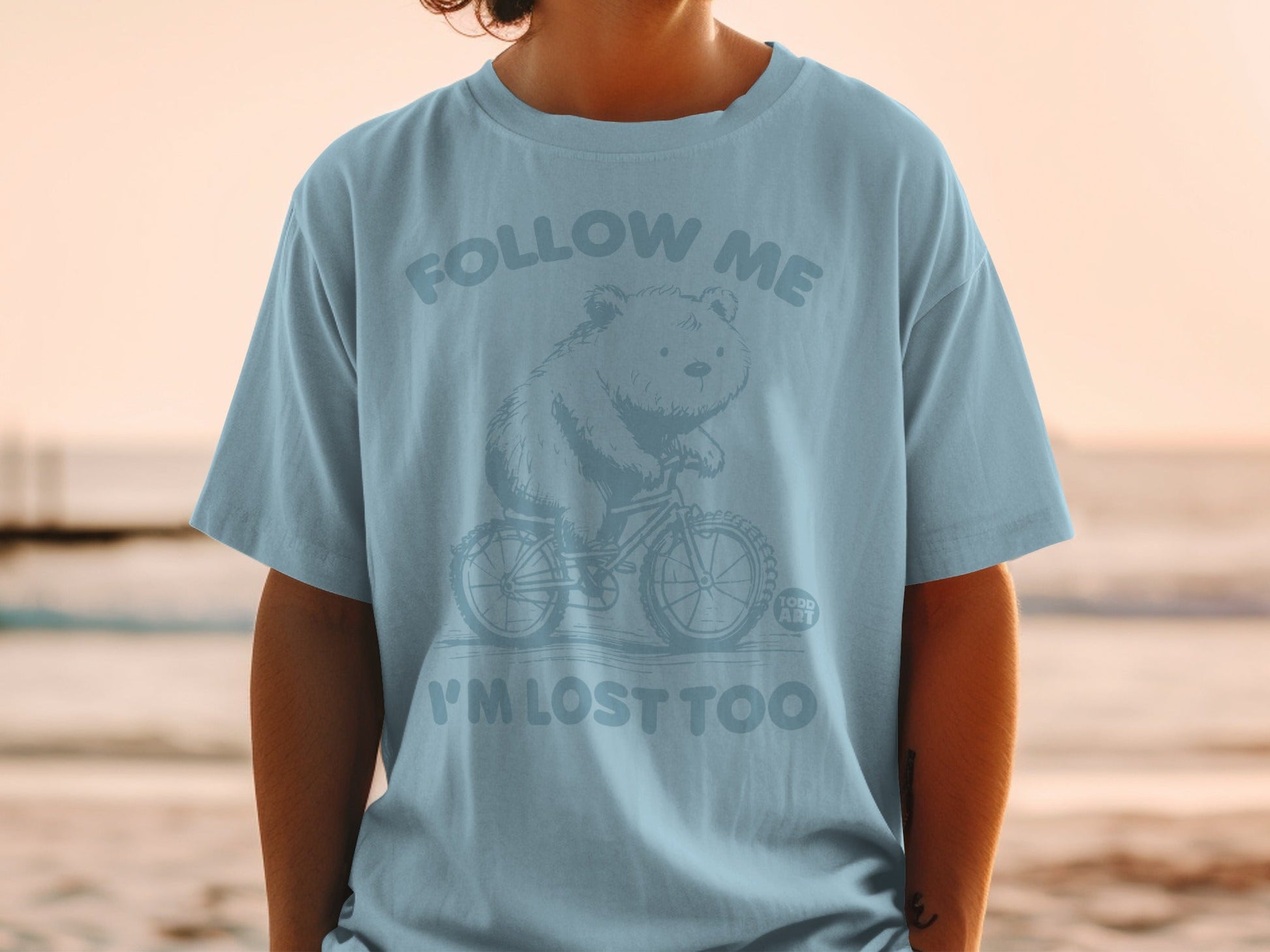 Follow Me I'm Lost Too Bear Riding Bicycle Shirt