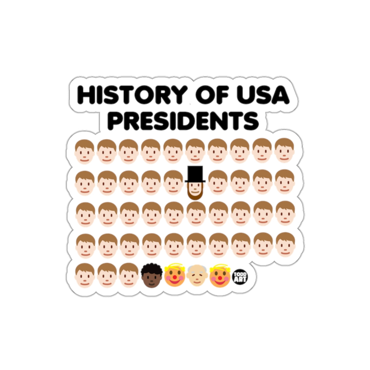 History of USA Presidents Todd Art Sticker