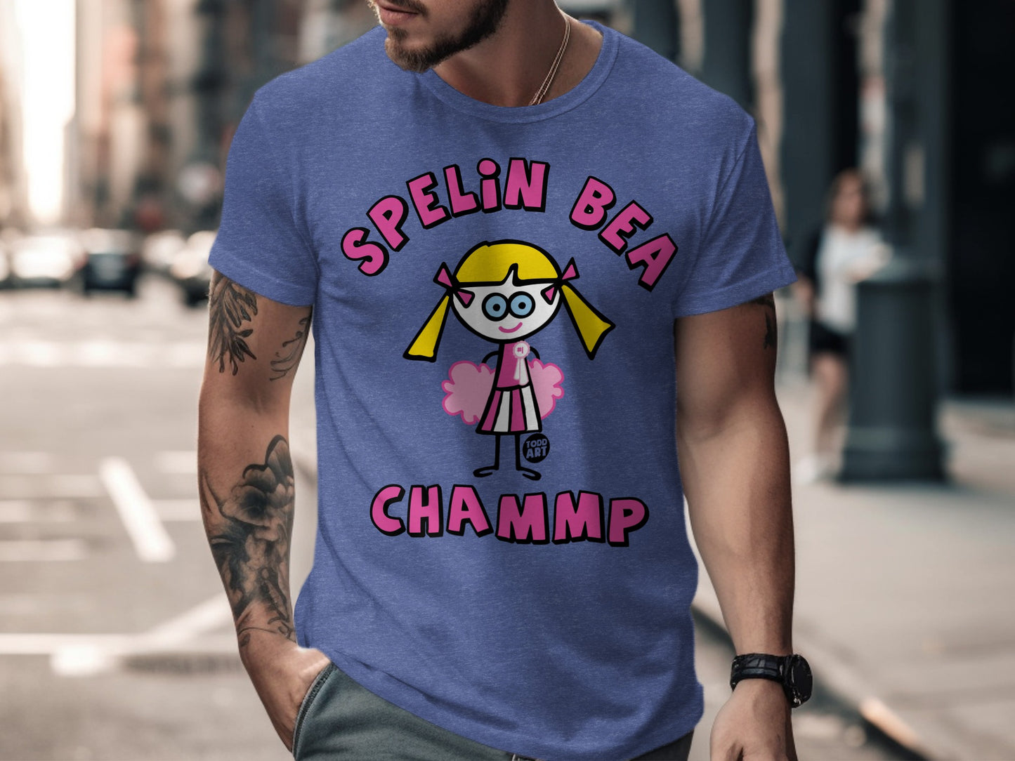 Spelin Bea Chammp funny graphic t-shirt