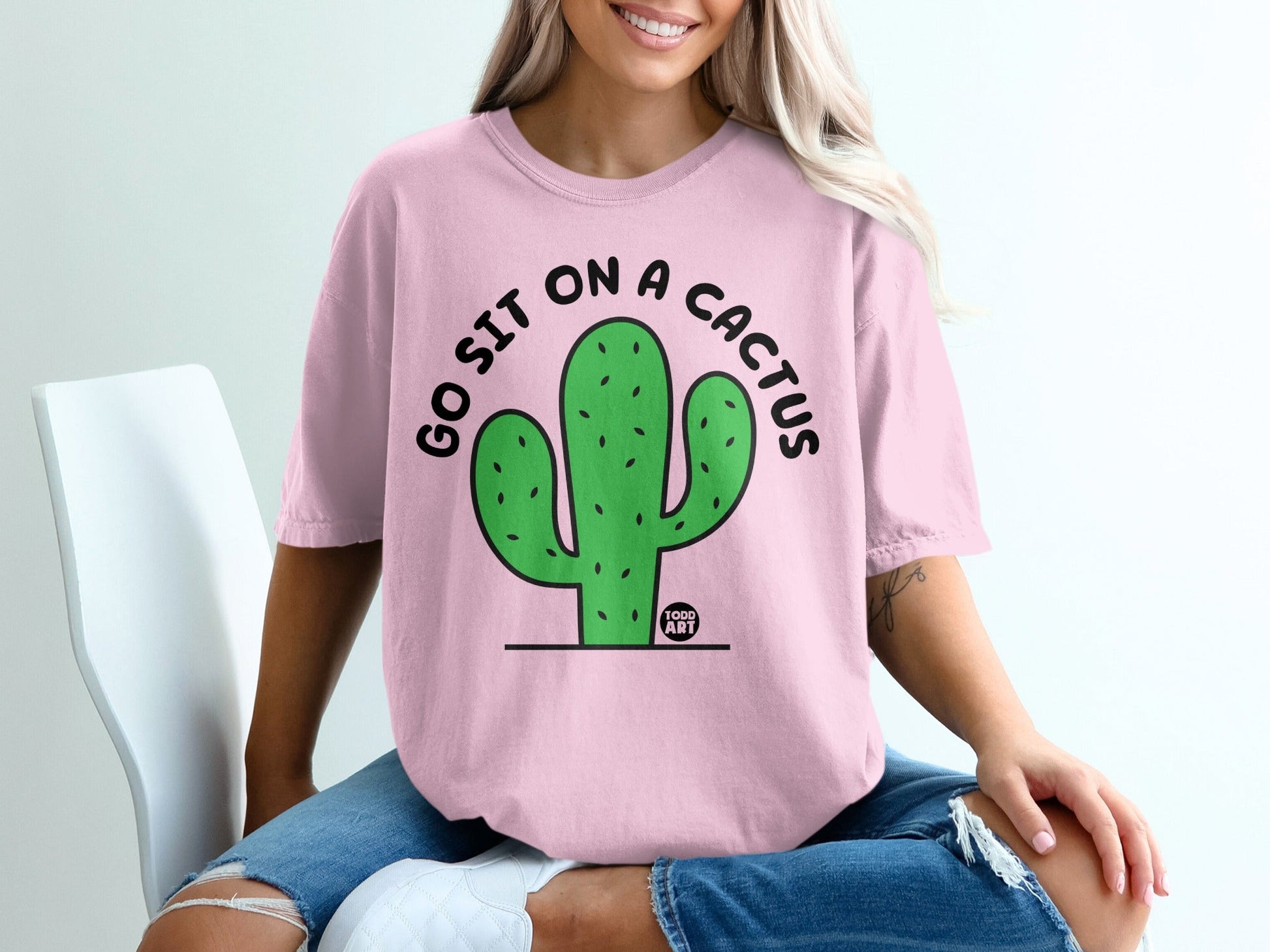 Go Sit on a Cactus Funny Graphic Tee Shirt