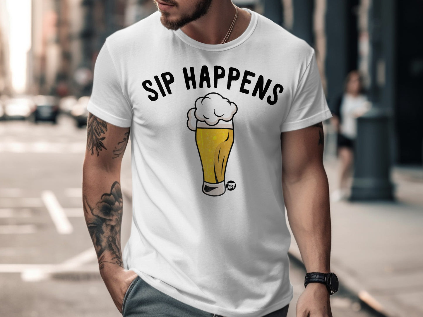 Sip Happens Beer Graphic Print Casual Wear T-shirt