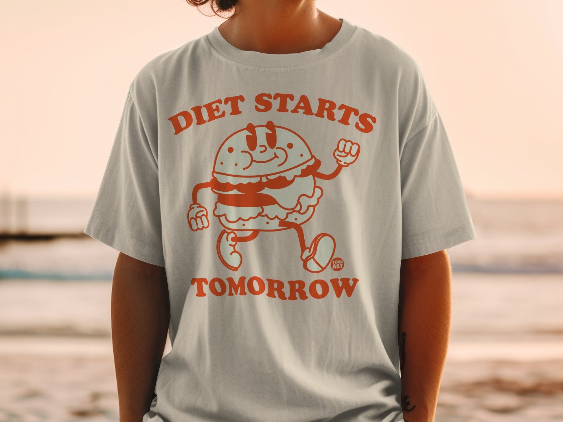 Diet Starts Tomorrow Funny Burger Graphic Shirt