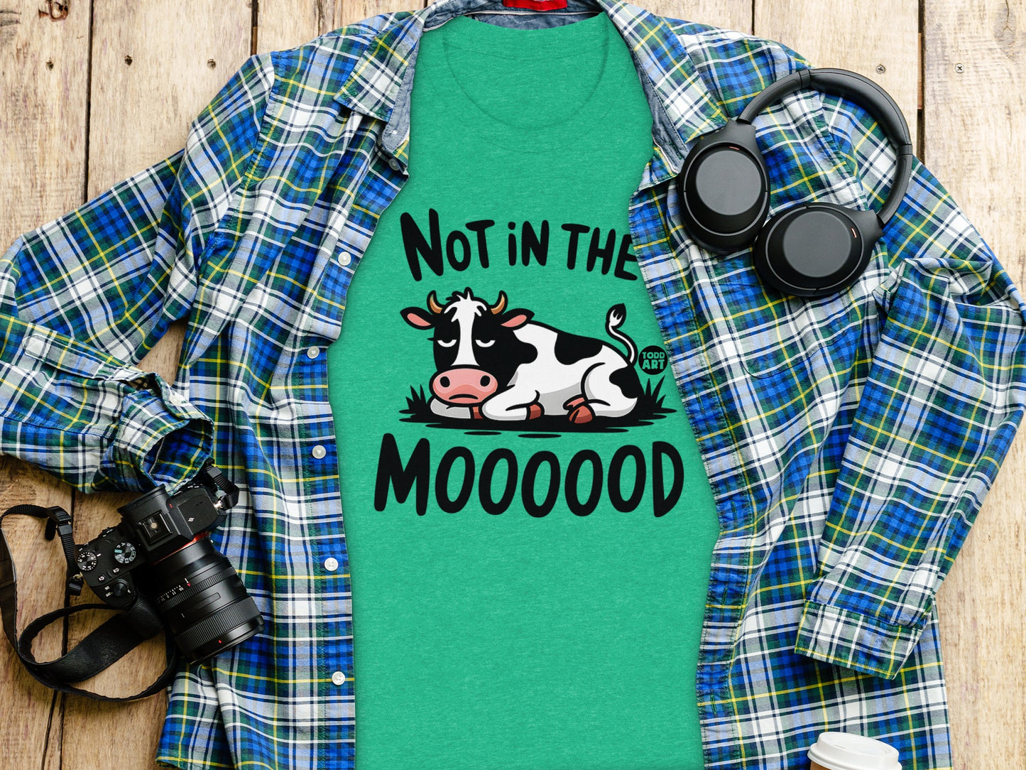 Not in the Mooooood Funny Cow Graphic Tee Shirt
