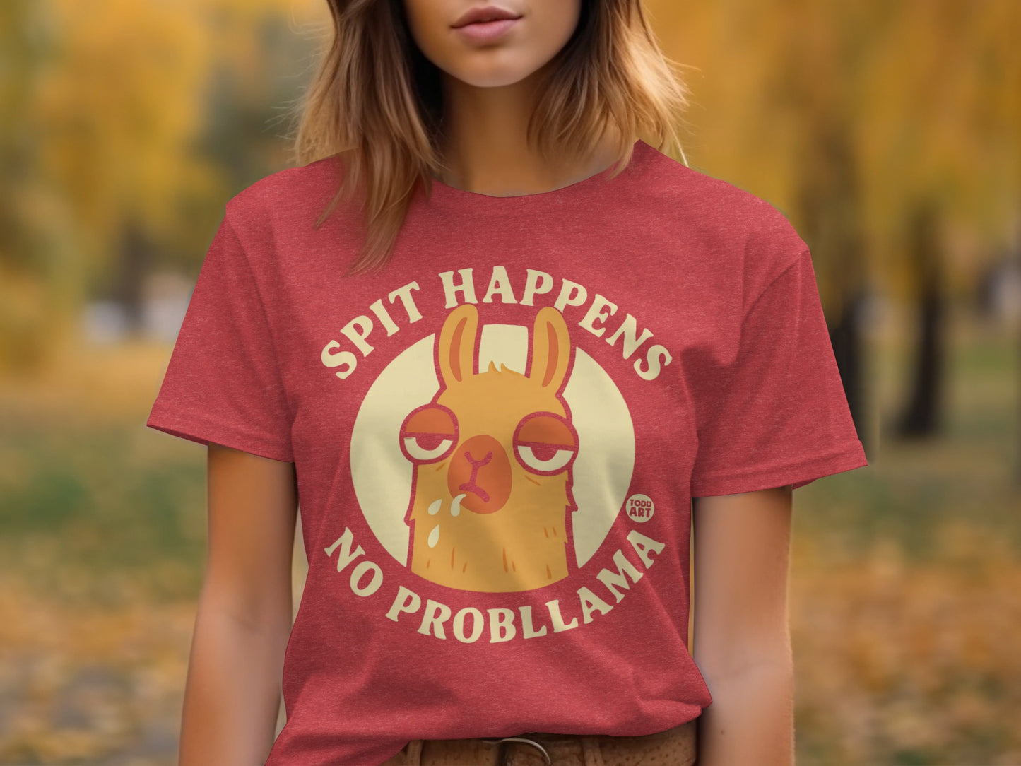 Spit Happens No Probllama Funny Graphic T-Shirt Product