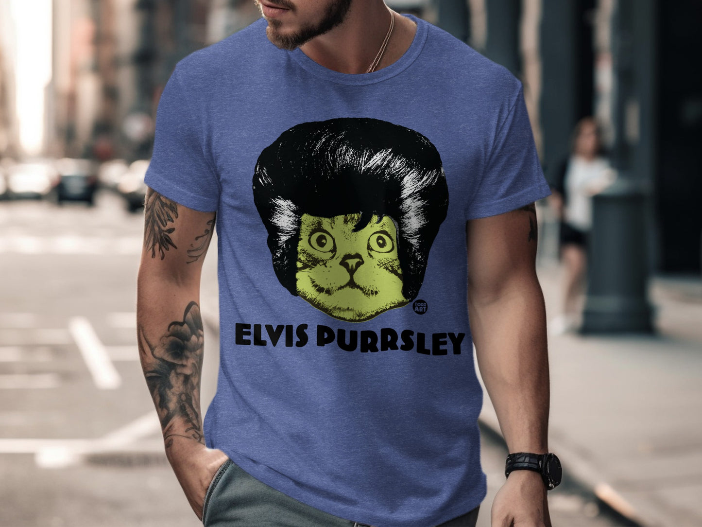 Elvis Purrsley Graphic Cat Humor T-shirt for Sale