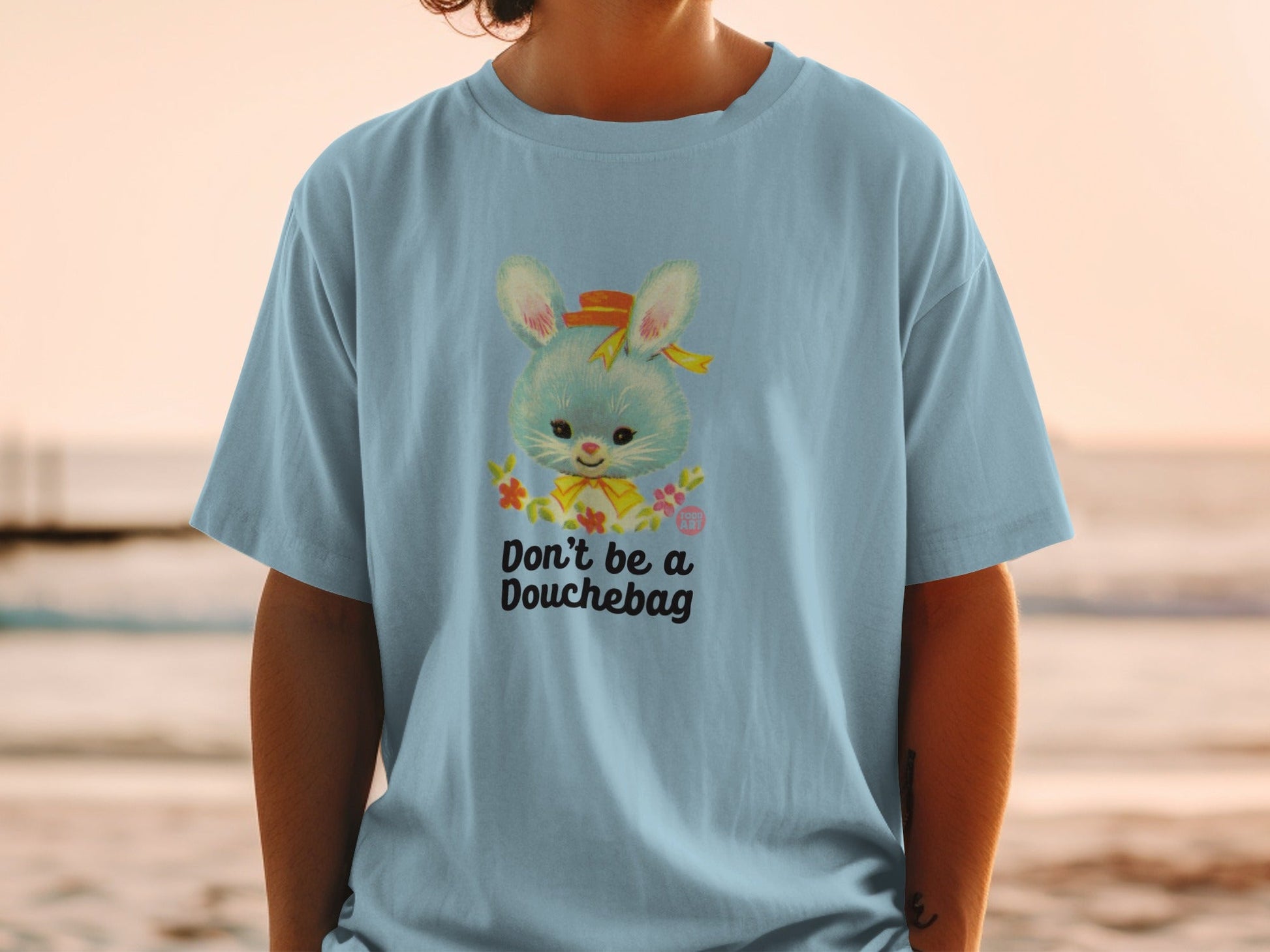 Whimsical Bunny Don't Be a Douchebag Statement Shirt