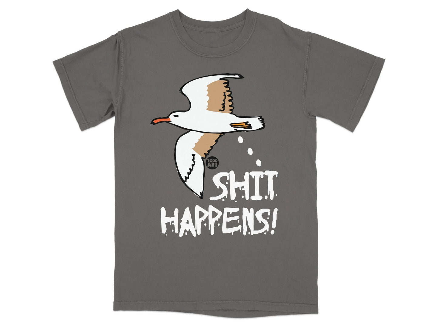 Funny Seagull Shit Happens Graphic T-Shirt
