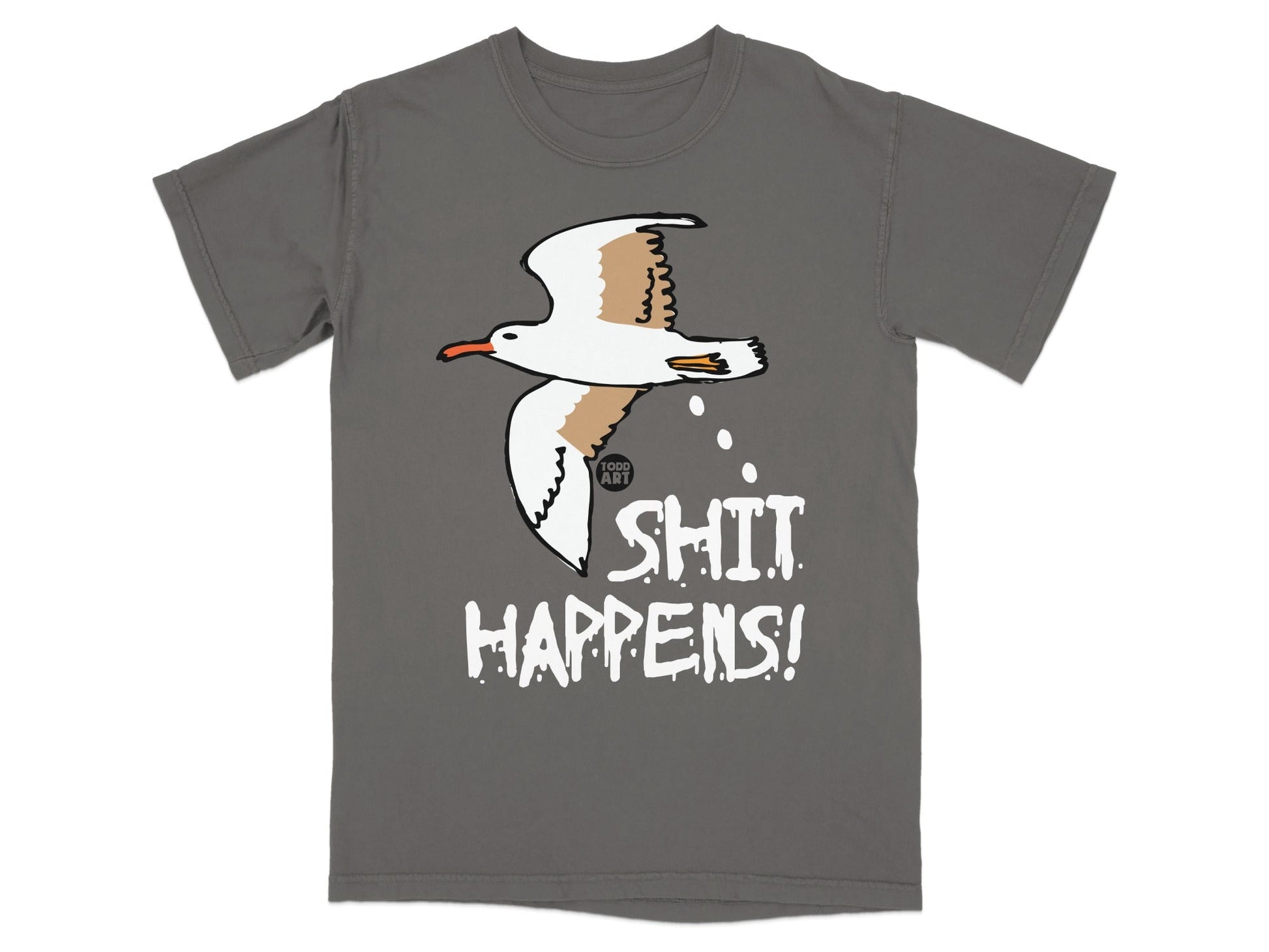 Funny Seagull Shit Happens Graphic T-Shirt