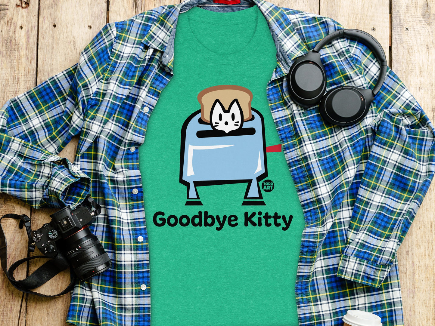 Goodbye Kitty Toast Graphic T-Shirt for Cat Lovers