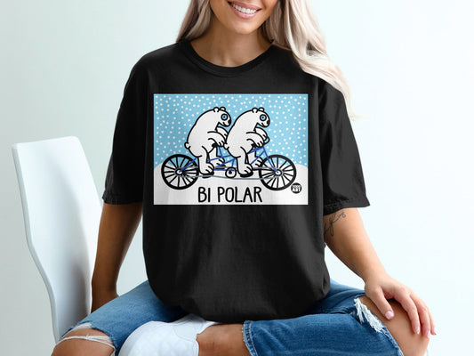 Funny Polar Bears Riding Bicycle Graphic Shirt