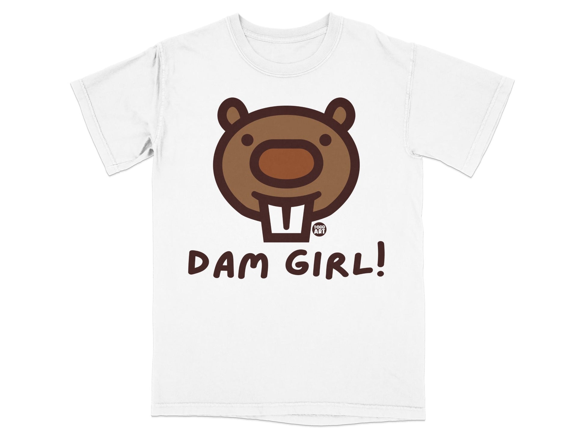 Dam Girl Beaver Cartoon Graphic T-shirt