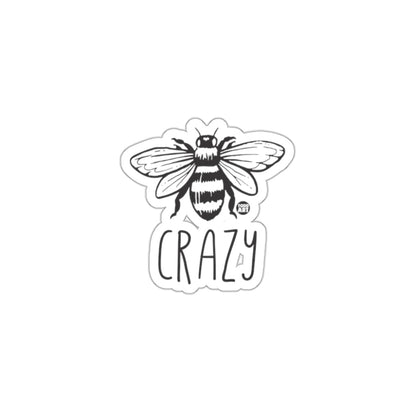 Crazy Bee Sticker Black and White Design Sketched