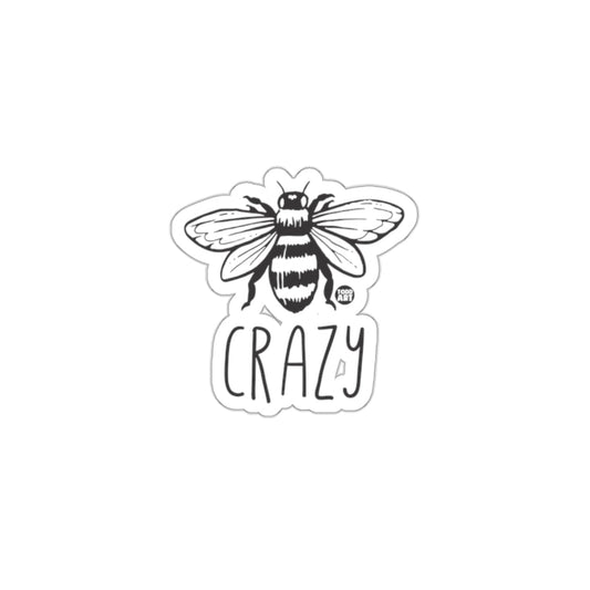 Crazy Bee Sticker Black and White Design Sketched