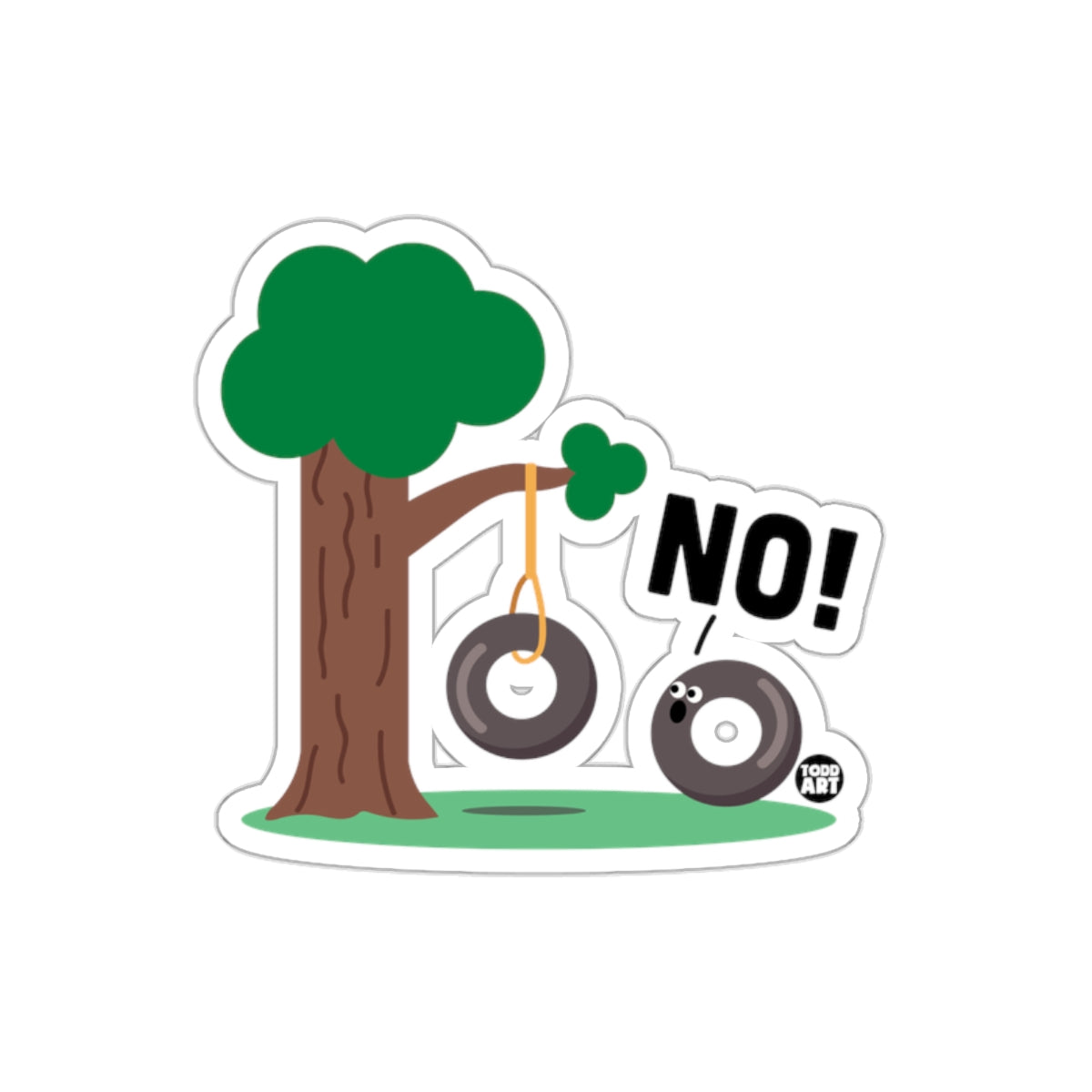 No Tire Swing With Animated Tire Cartoon Scene sticker