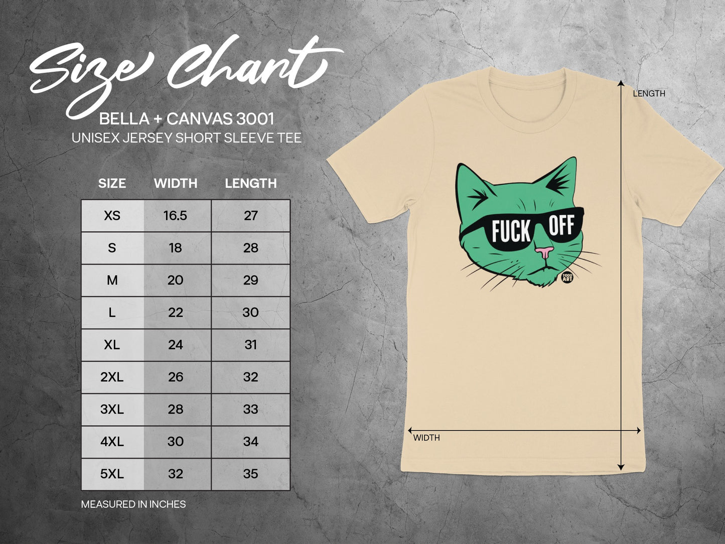 Fuck Off Cat T-Shirt Bella + Canvas 3001 Unisex Tee