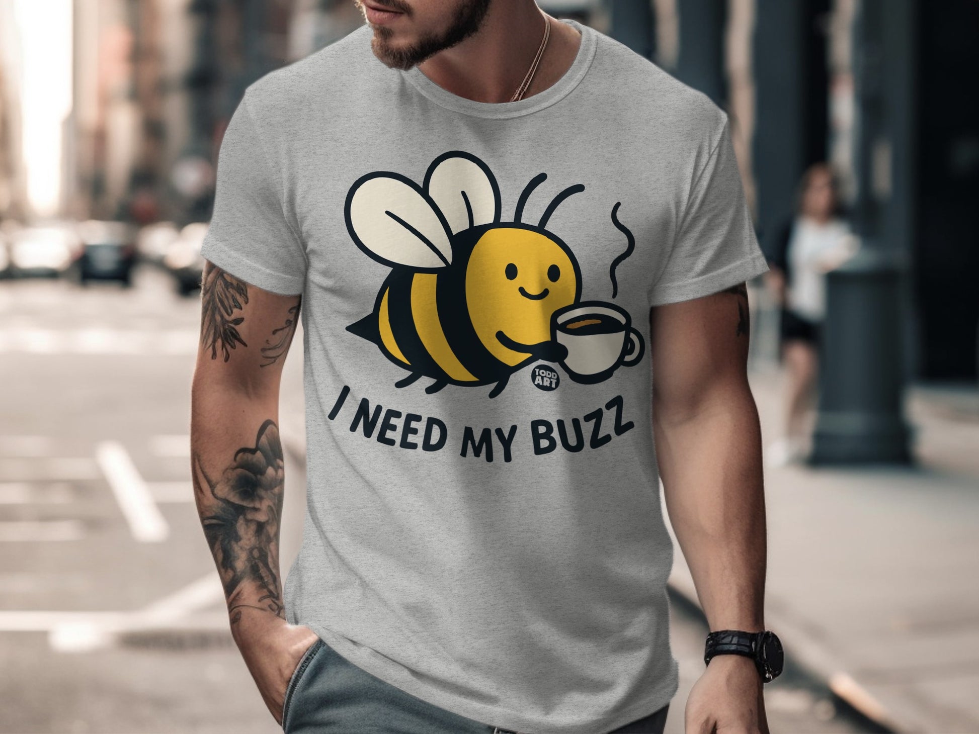 I Need My Buzz Funny Coffee and Bee T-Shirt