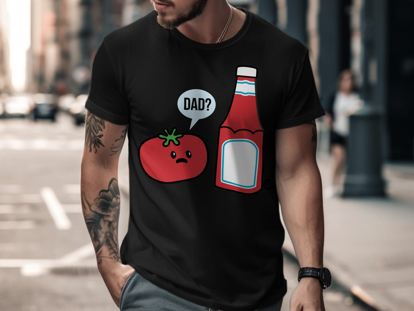 Tomato and Ketchup Dad? Funny Graphic T-Shirt