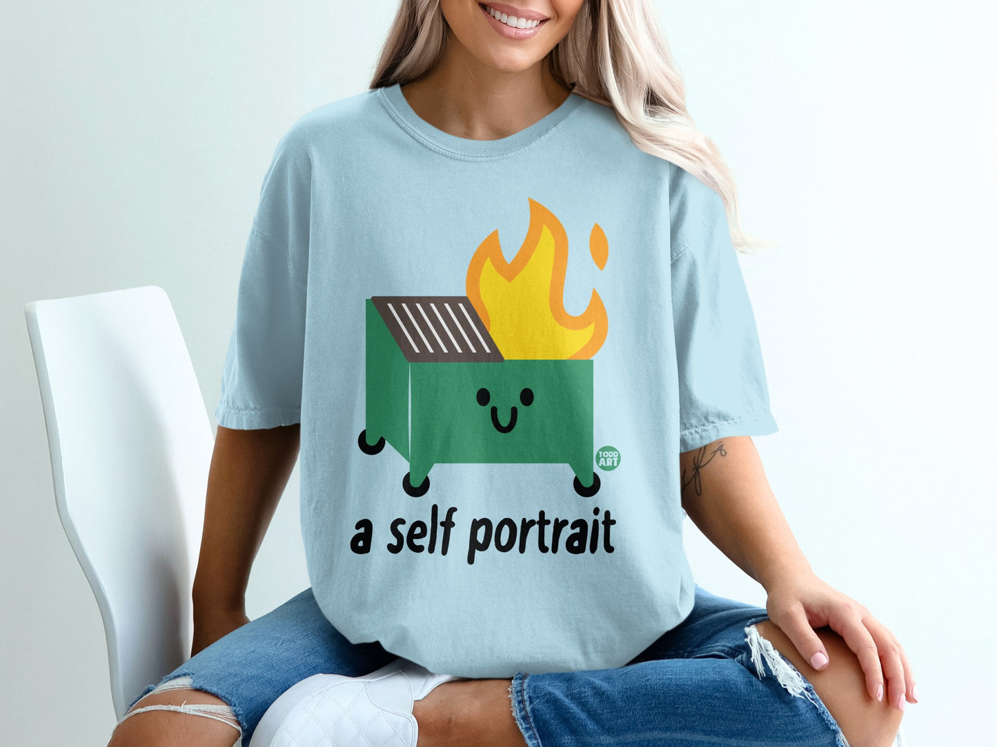 Smiling Dumpster Fire Self Portrait Todd Art product type