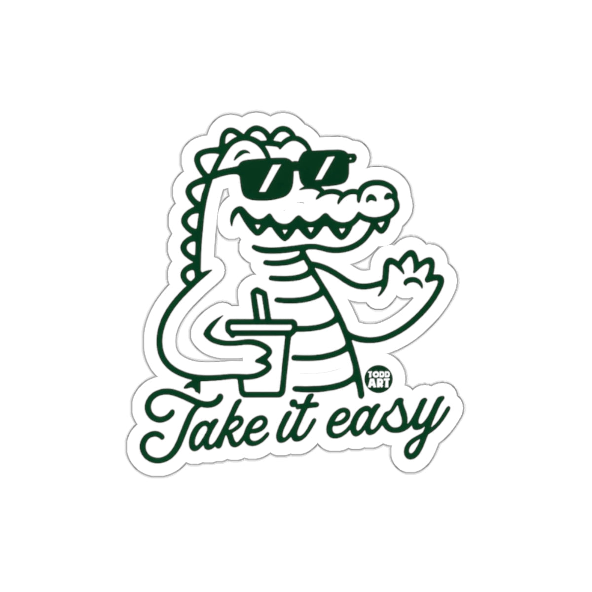 Cool Alligator With Sunglasses and Drink Take it Easy sticker