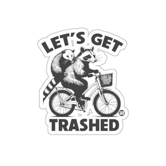 Lets Get Trashed Raccoon And Possum On Bike Art sticker