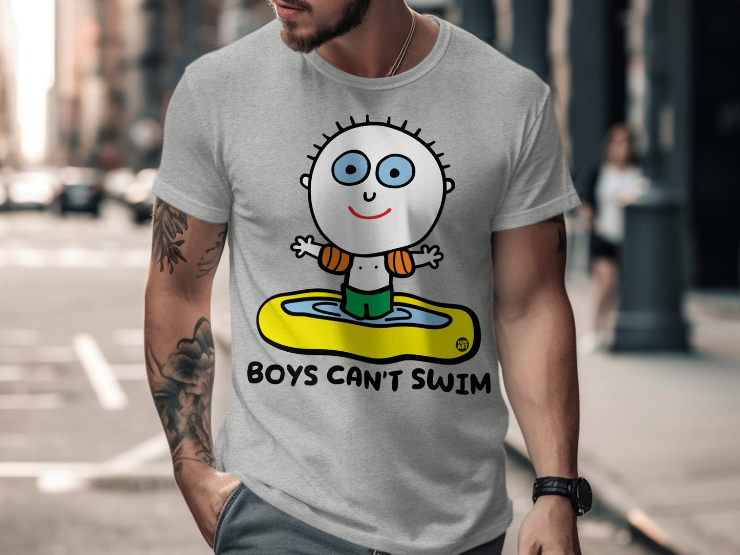 Funny Cartoon Boys Can't Swim Graphic Tee product