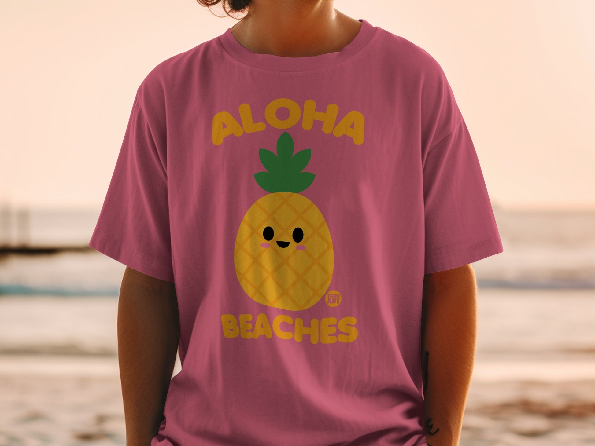ALOHA BEACHES Todd Art Happy Pineapple Image T-shirt