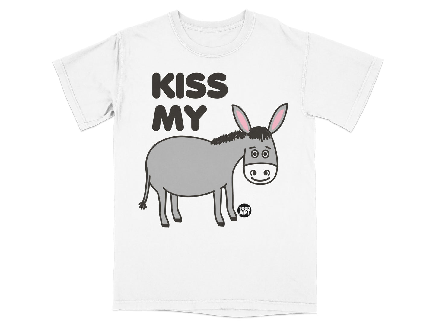 Kiss My Donkey Graphic Tee with Funny Cartoon Print