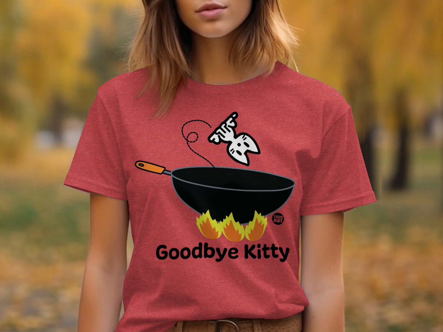 Goodbye Kitty Graphic Red Casual Tee