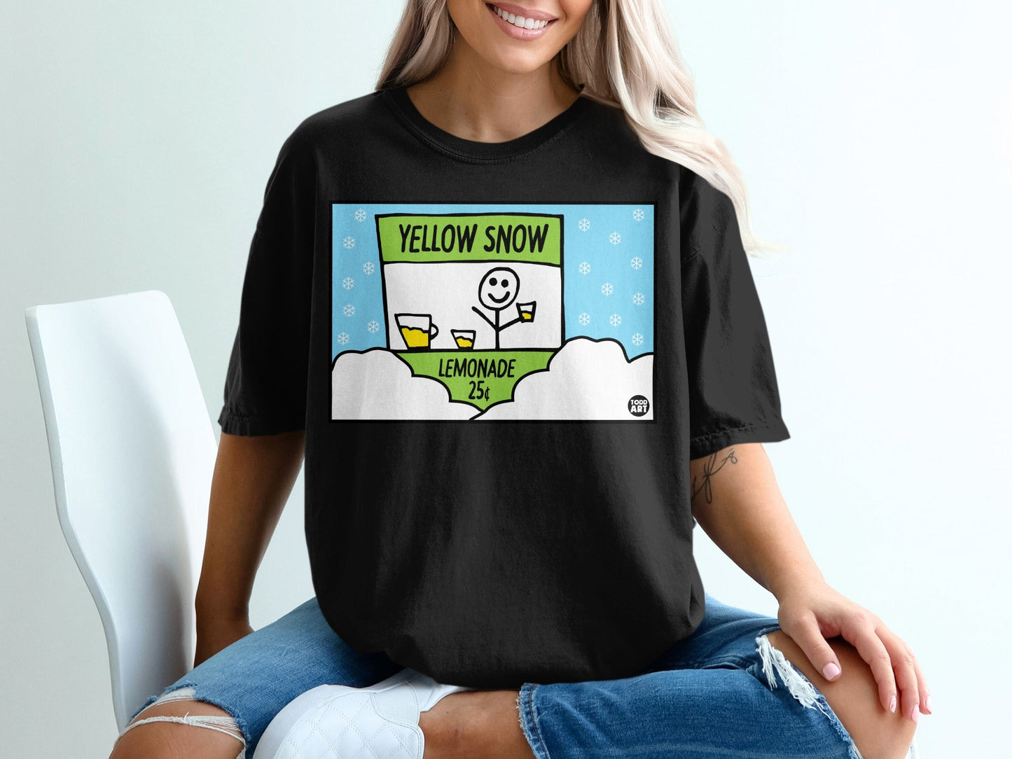 Yellow Snow Lemonade 25¢ Cartoon Graphic T-Shirt