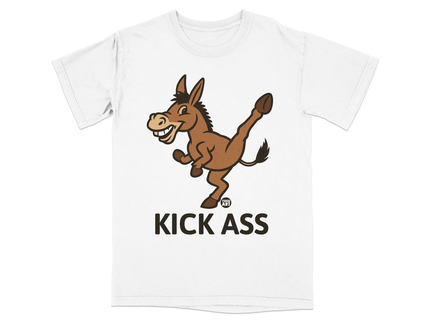 Kick Ass Cartoon Donkey Graphic T-Shirt for Kids