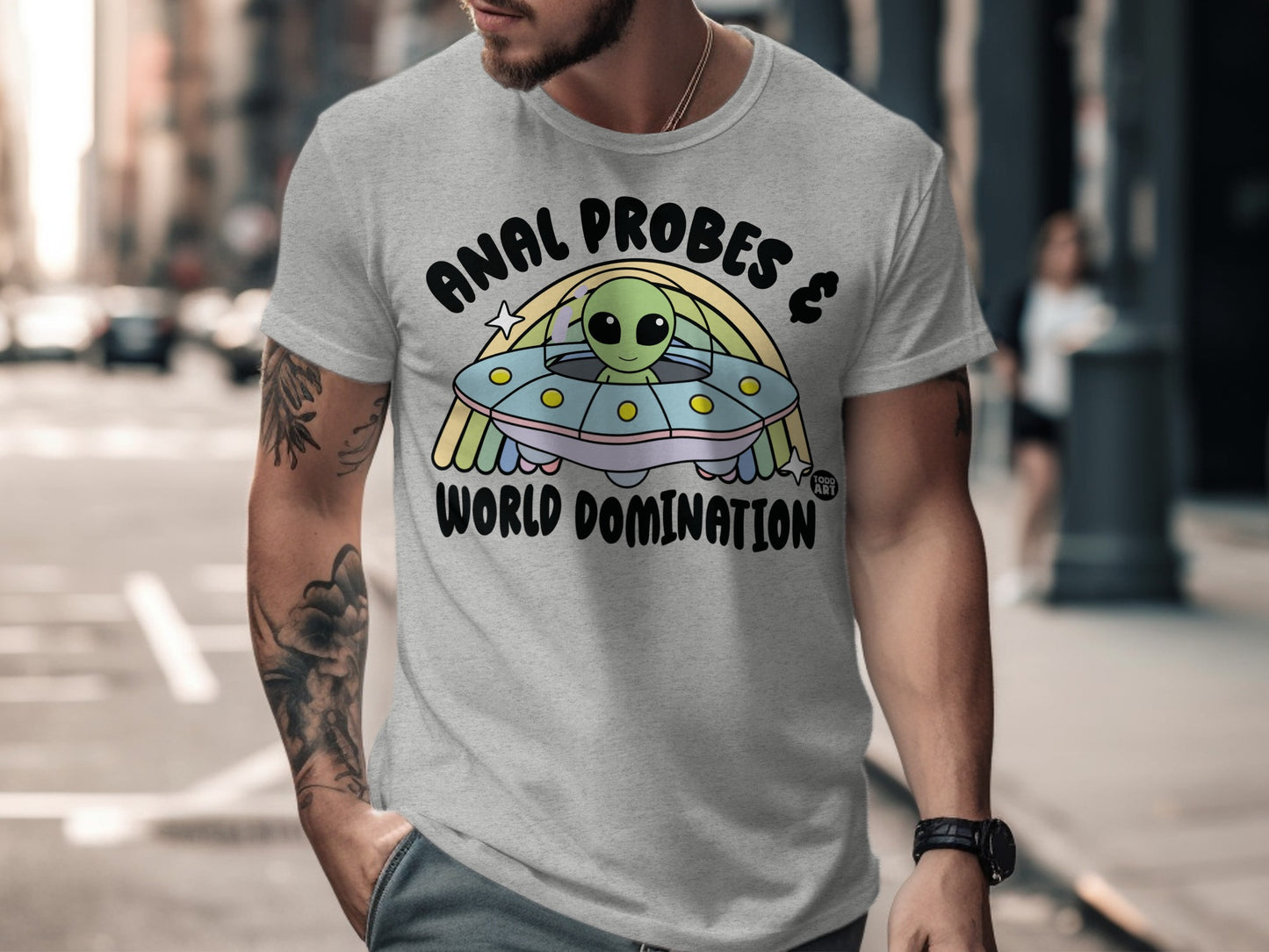 Alien Spaceship World Domination Humor T-shirt