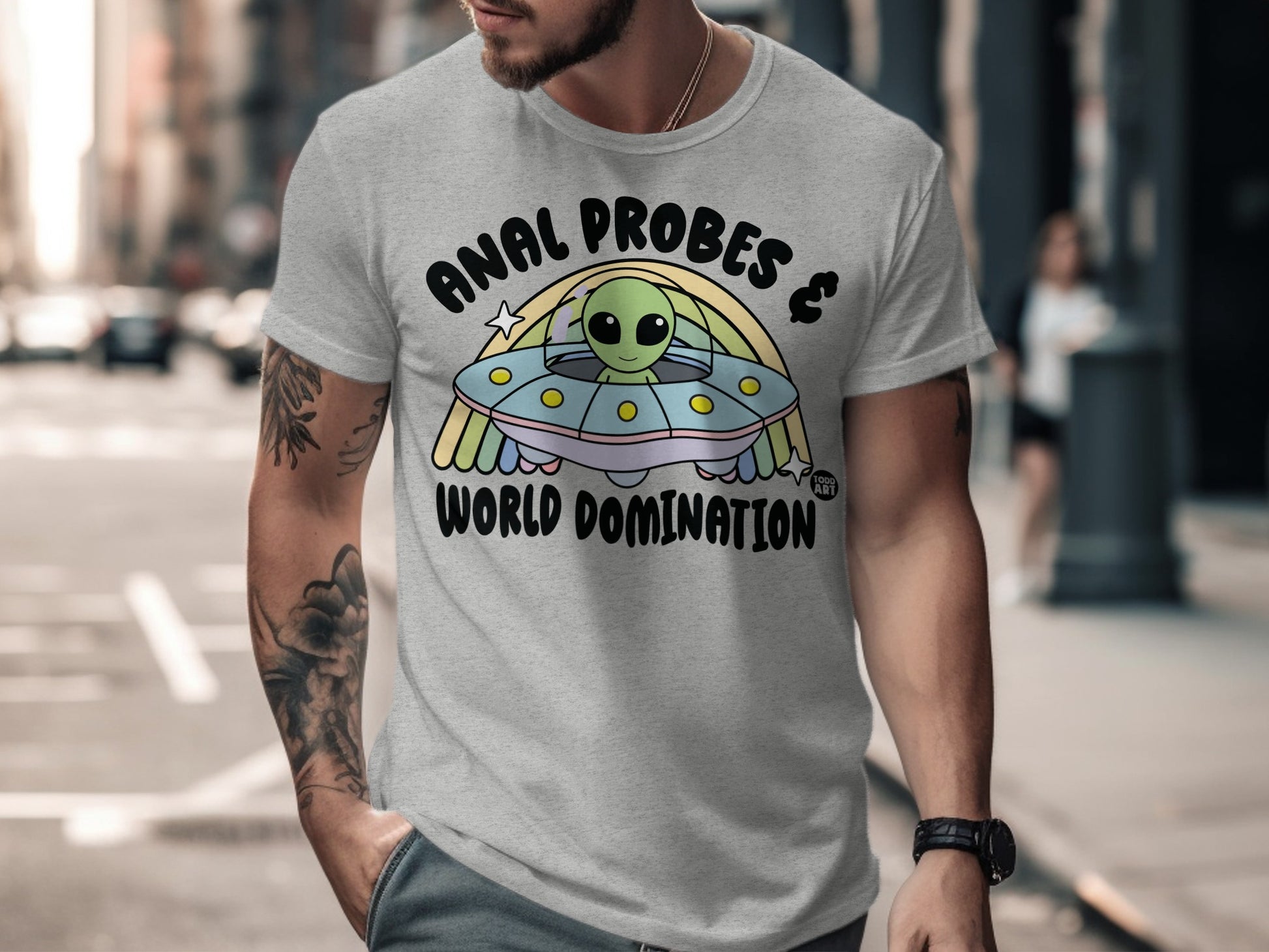 Alien Spaceship World Domination Humor T-shirt