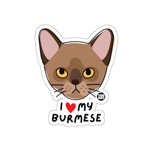 I Love My Burmese Cat Sticker for Cat Lovers