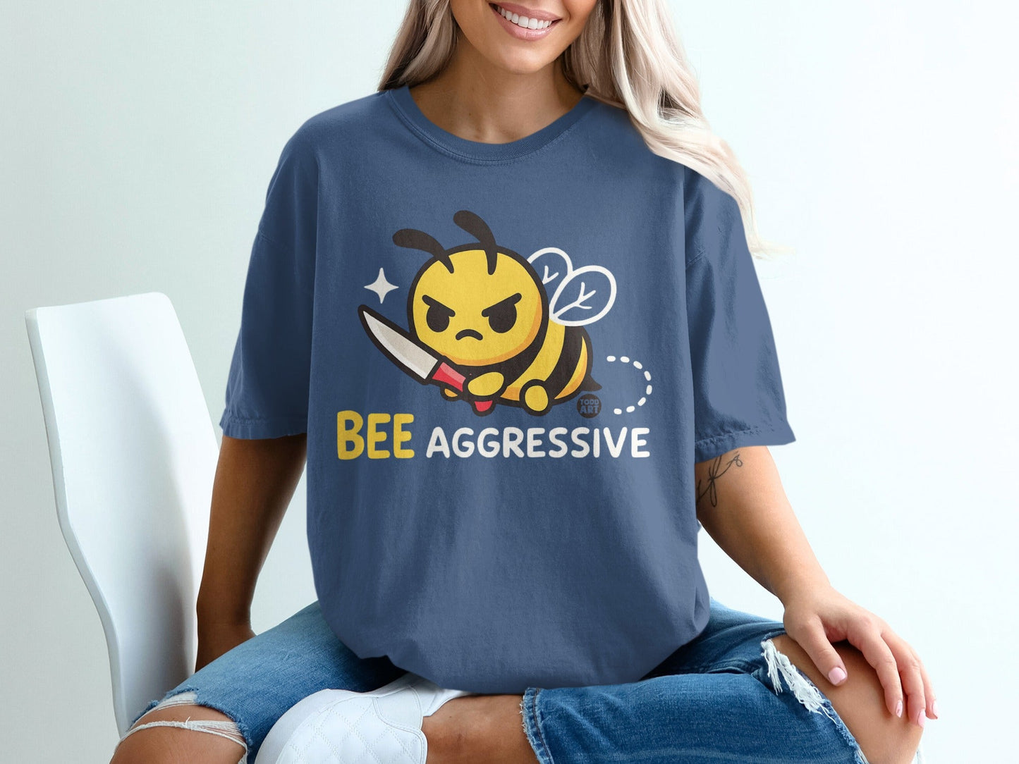 Bee Aggressive Funny Graphic Print T-shirt