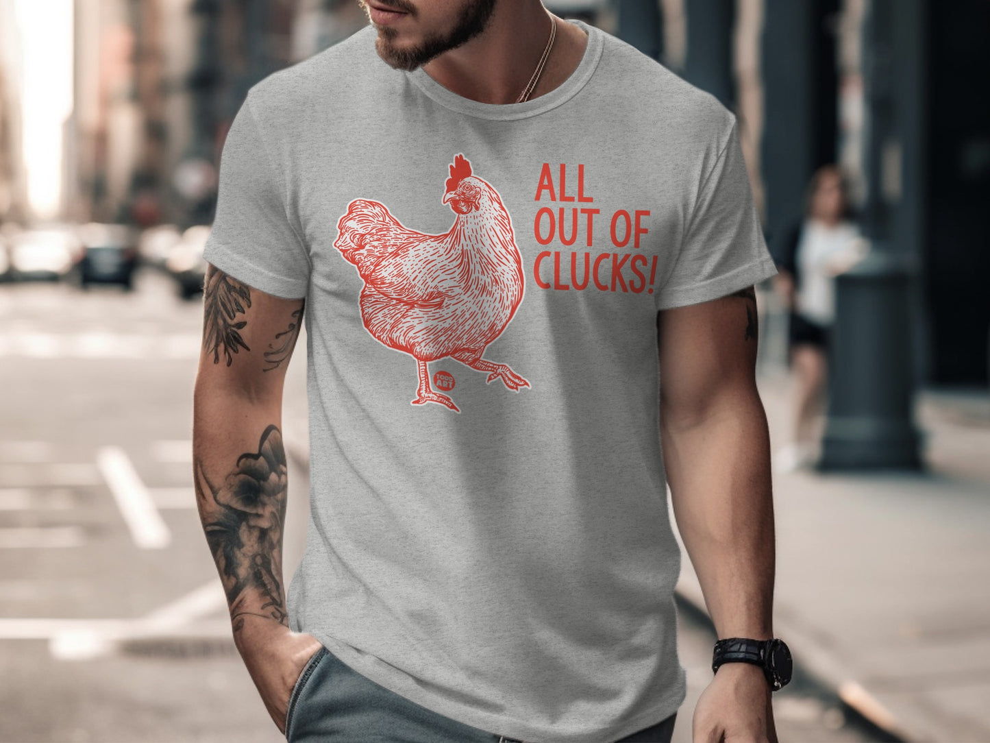 All Out of Clucks Funny Chicken Graphic T-shirt