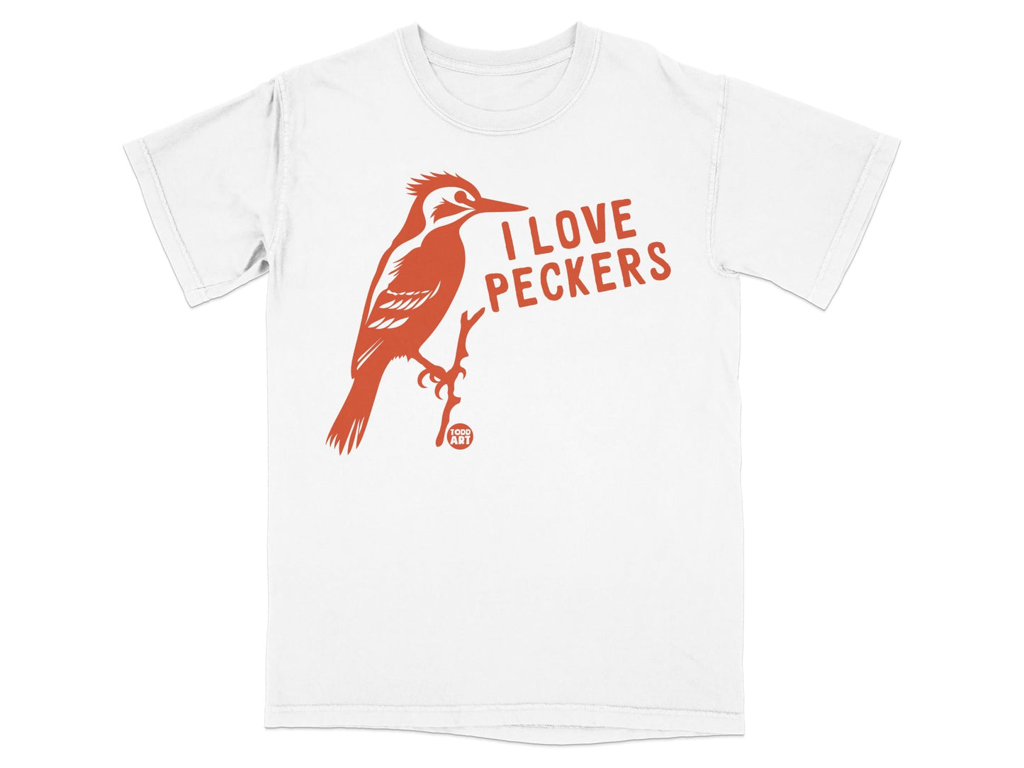 I Love Peckers Funny Bird Design Graphic Tee Shirt