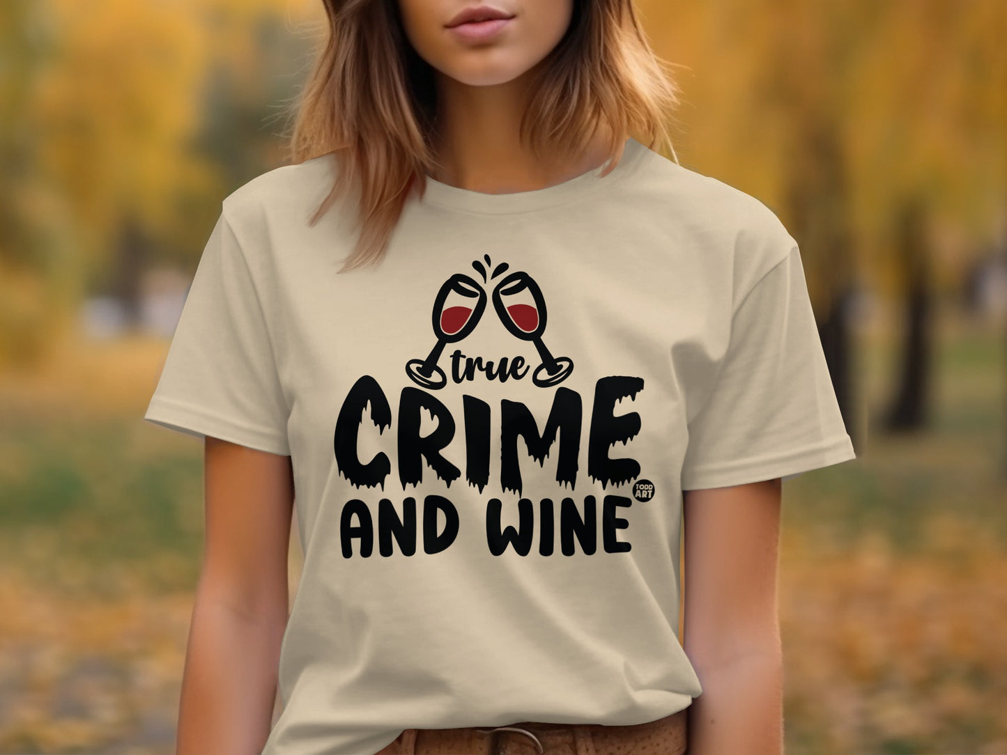 True Crime and Wine Graphic Tee for Mystery Lovers