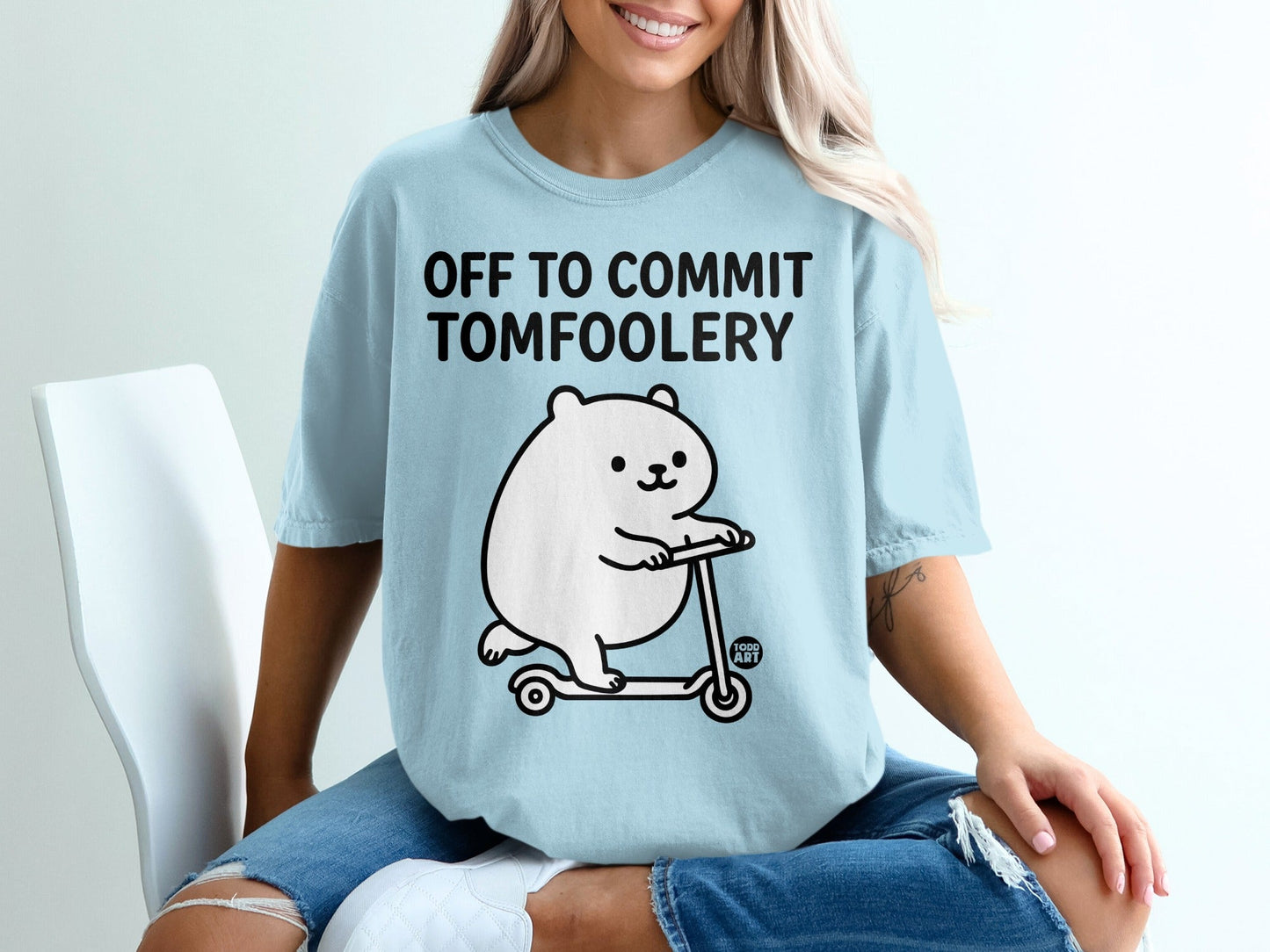 Off To Commit Tomfoolery Bear Scooter Graphic Shirt