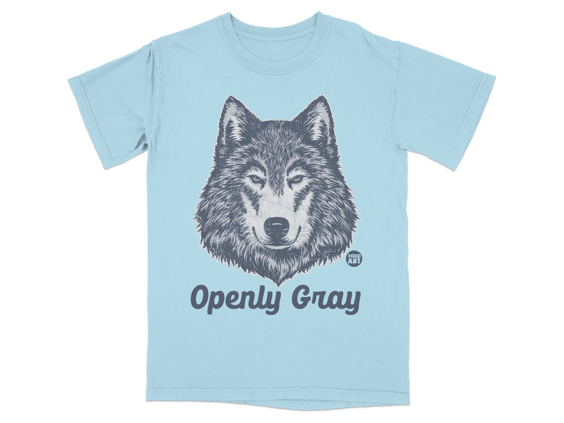 Openly Gray Wolf Graphic Blue T-Shirt Apparel