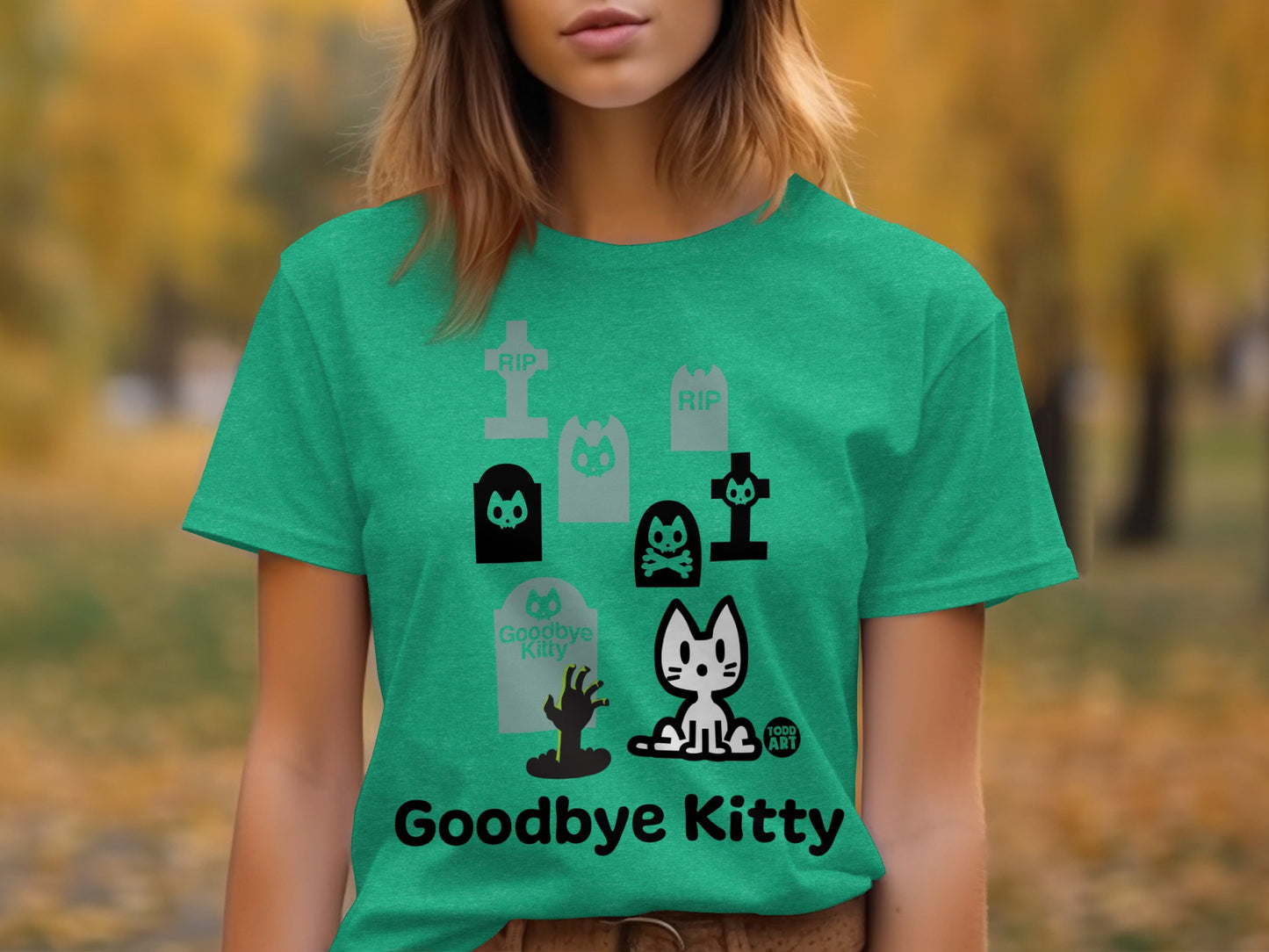 Goodbye Kitty Halloween Themed Graphic T-Shirt