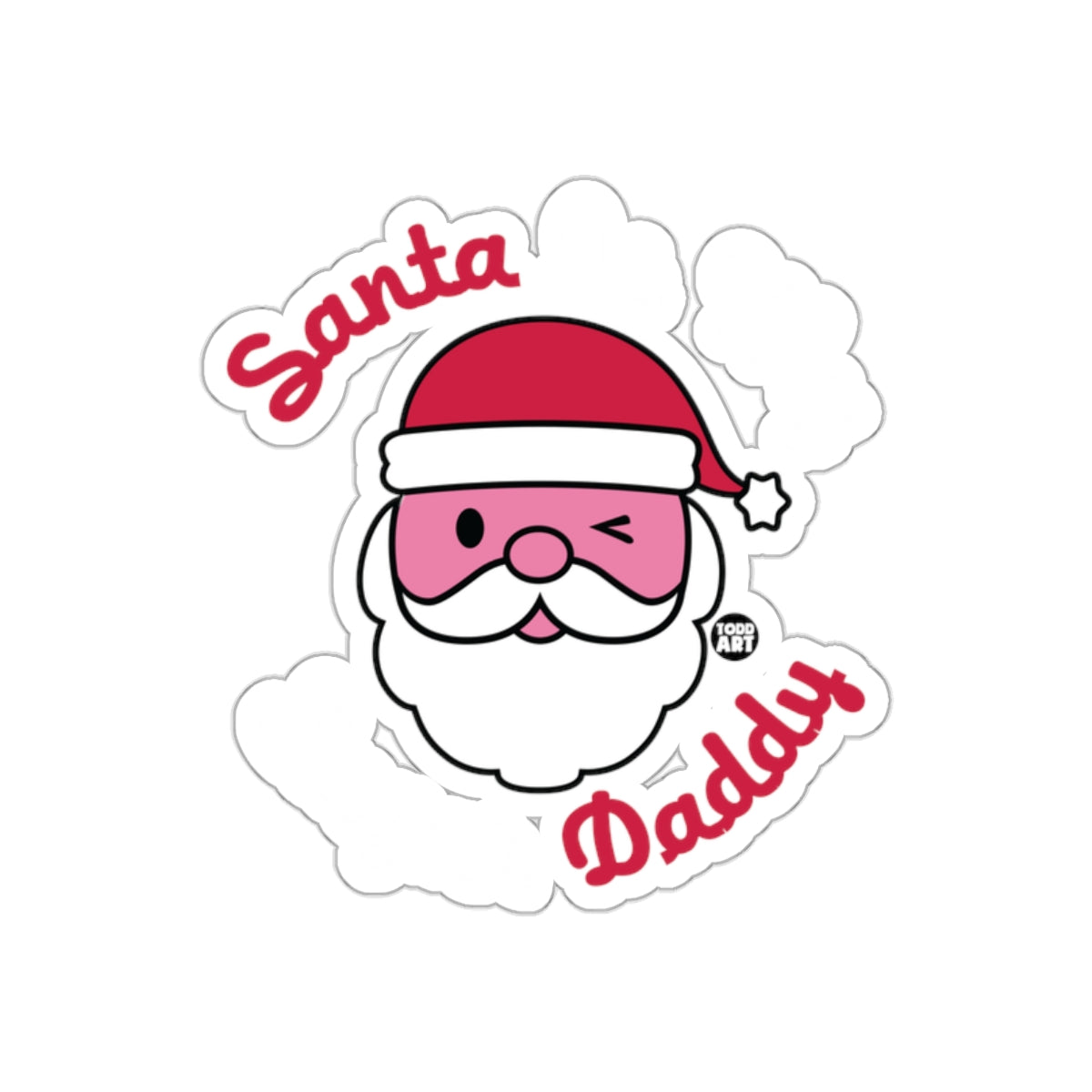 Santa Daddy Winking Face Sticker for Holiday Fun