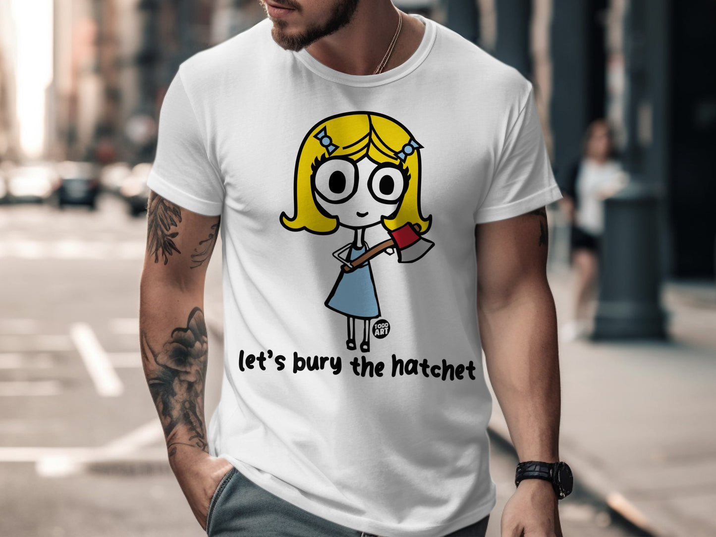 Let's Bury the Hatchet Cartoon Graphic Tee
