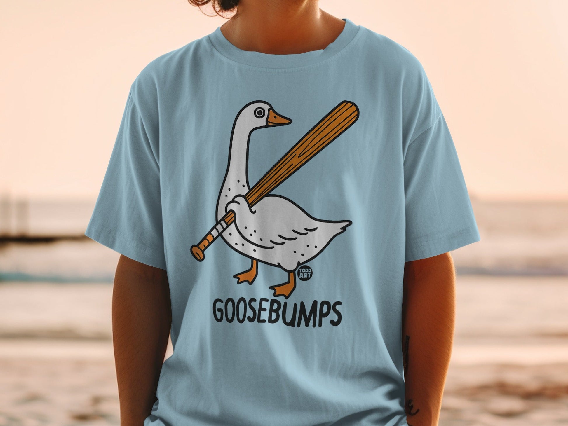 Goosebumps Goose Holding Baseball Bat T-shirt